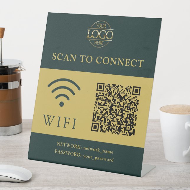 Expositor En L Contraseña y red Wifi modernos | Código QR Logo (In Situ)