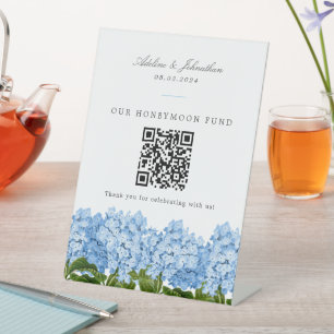 Expositor En L Contribución de Blue Hydrangea Boda Honeymoon Fund