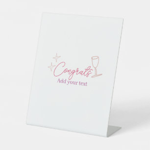 Expositor En L copa de vino congrats estrellas rosa pastel negrit