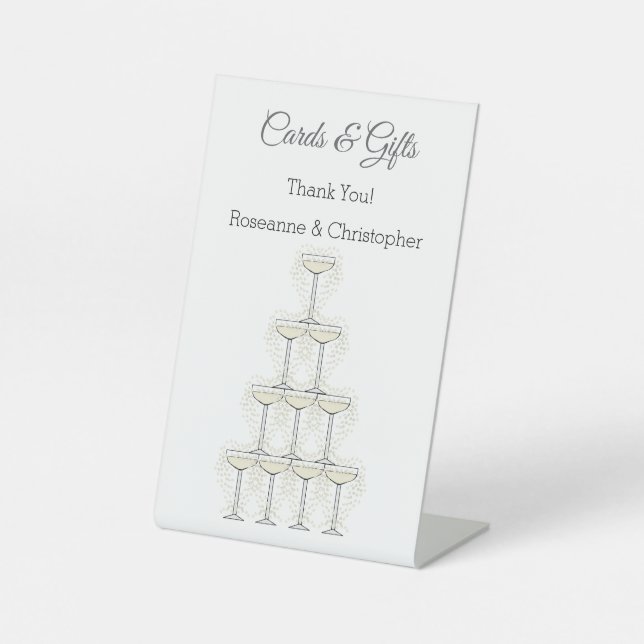 Expositor En L Copas de Champagne Boda Simple (Anverso)