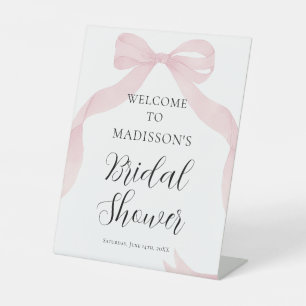 Expositor En L Coquete pink bow Bridal Shower Welcome sign