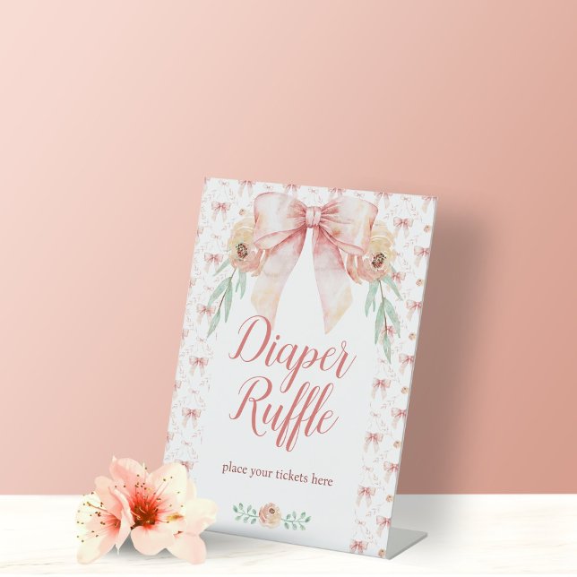 Expositor En L Coquette Bow Floral Diaper Raffle Rótulo (Subido por el creador)