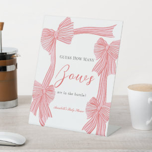 Expositor En L Coquette Pink Bow/Ribbon Baby Shower Cuántos Bows