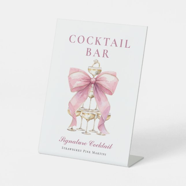 Expositor En L Coquette rosa Bow Bridal Shower (Anverso)