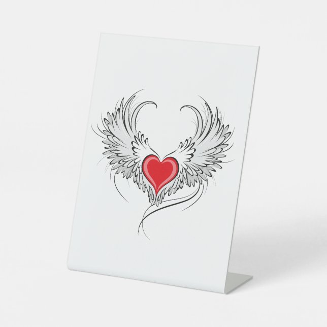 Expositor En L Corazón de Ángel Rojo con alas (Anverso)