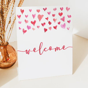 Expositor En L Corazones rojos rosados Mini mesa de bienvenida Fi
