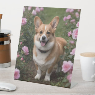 Expositor En L Corgi En Las Rosas Rosadas,