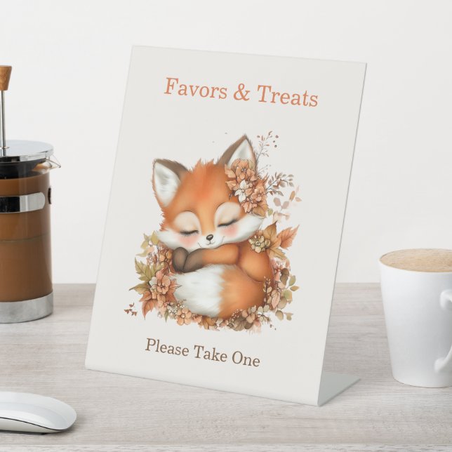 Expositor En L Cosy Autumn Fox Baby Shower acogedor Fiesta Woodla (In Situ)