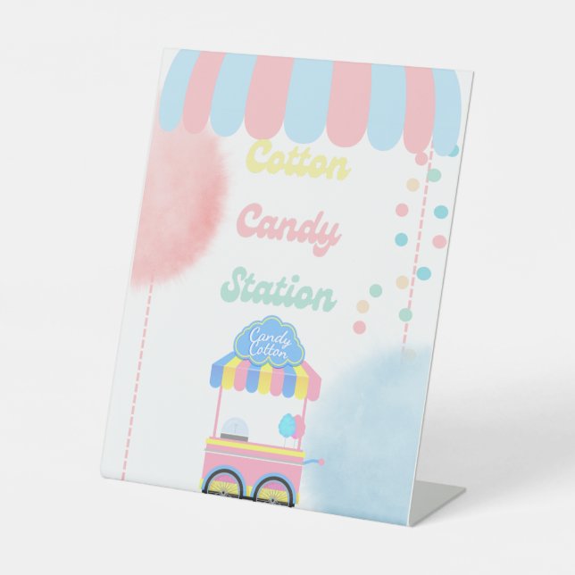 Expositor En L Cotton Candy Station Food Sign Tabletop Pasdestal  (Anverso)