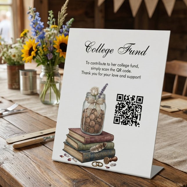 Expositor En L Country Chic Graduation College Fund QR Code  (Country Chic Graduation College Fund Sign)