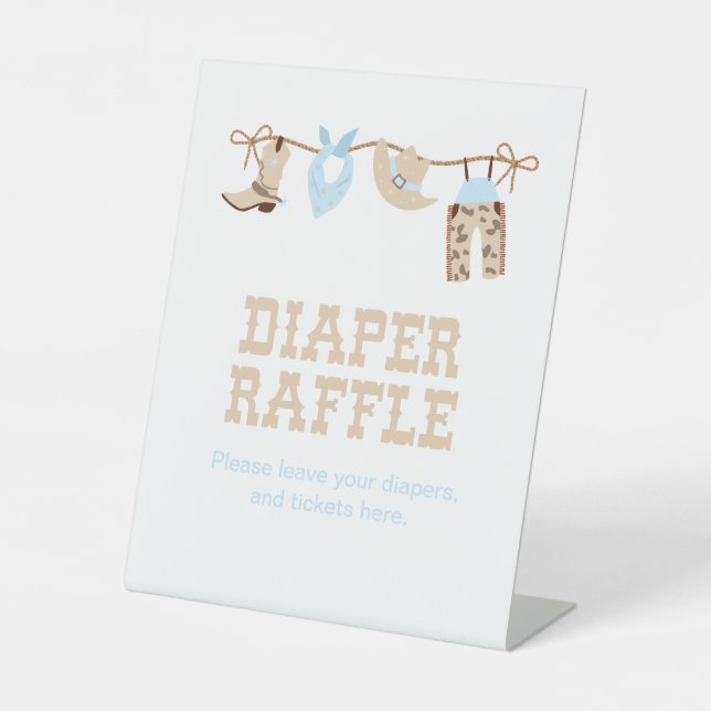 Expositor En L Cowboy Baby Shower Diaper Raffle (Anverso)