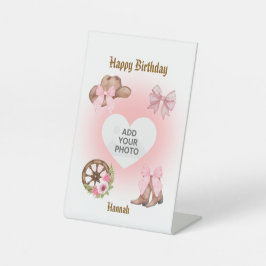 Expositor En L Cowgirl Birthday Pedestal Sign