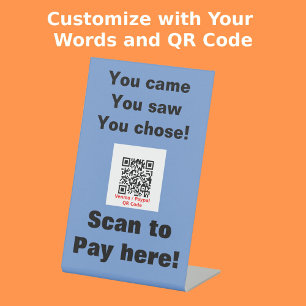 Expositor En L Craft Market Funny QR Código Pago Azul