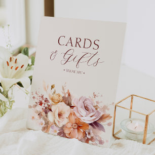 Expositor En L Cream Floral Fall Tarjetas Baby Shower y Regalos