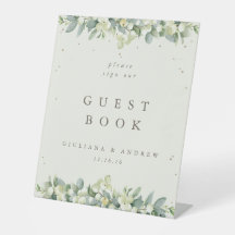 Cream Snowberry+Eucalyptus Boda Guest Book
