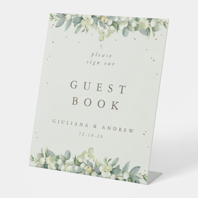 Expositor En L Cream Snowberry+Eucalyptus Boda Guest Book (Anverso)