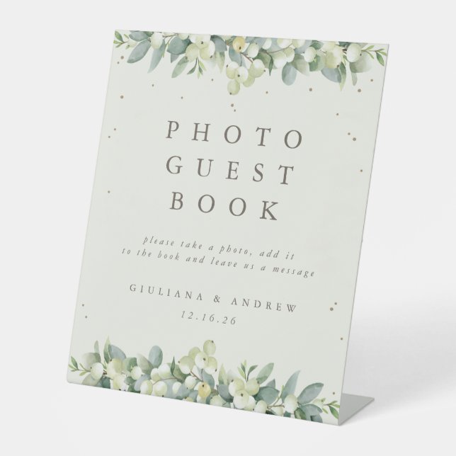 Expositor En L Cream Snowberry+Eucalyptus Boda Photo GuestBook (Anverso)