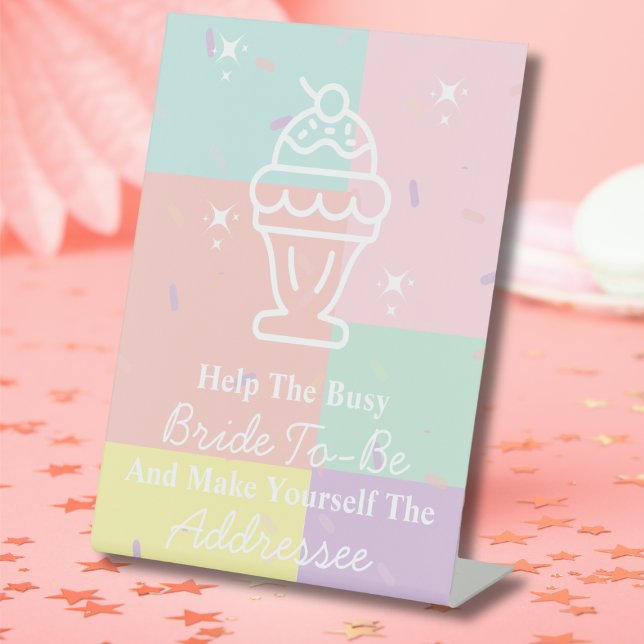 Expositor En L Crema De Hielo Retro Te Hace La Dirección (Retro Ice Cream Make Yourself The Addressee Pedestal Sign)