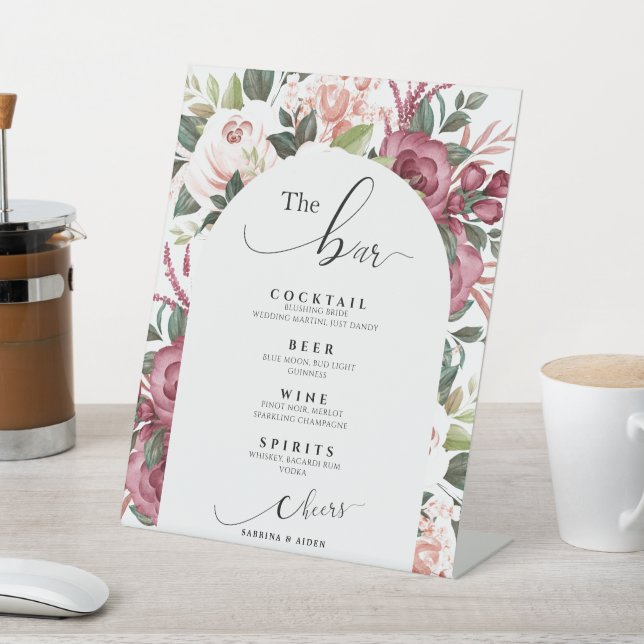 Expositor En L Crema de marfil de Borgoña moderna rosa | El Boda  (In Situ)