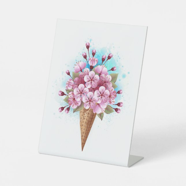 Expositor En L Crema rosa de hielo Sakura Waffle Cone (Anverso)
