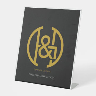 Expositor En L Crest Inicial de Monograma de Oro Moderno para Esc