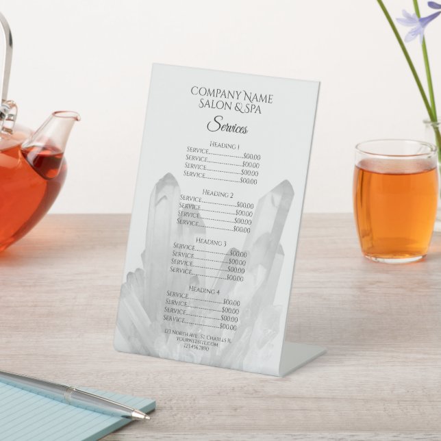 Expositor En L Crystals Spa Salon Services Menú (In Situ)