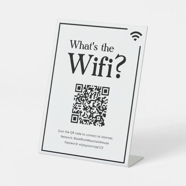 Expositor En L ¿Cuál es el Wifi? Rótulo para vivienda de alquiler (Anverso)