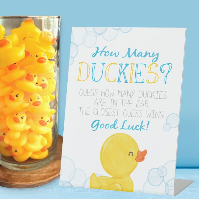 Expositor En L ¿Cuántos Duckies son el cumpleaños o el juego de B (How Many Duckies Game Party Sign for a Rubber Duck Baby Shower or Ducky Birthday Party)