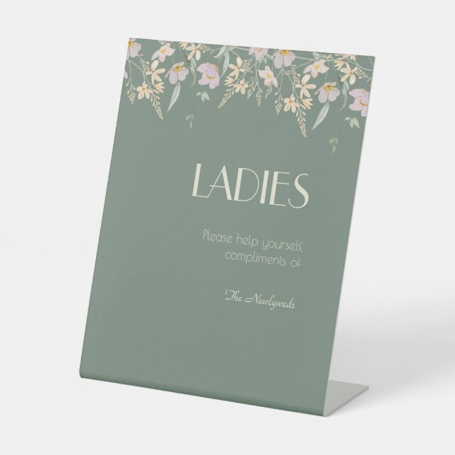 Expositor En L Cuarto de baño de Boda Wildflower Sage Deco (Anverso)