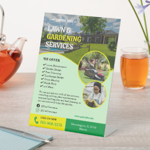 Expositor En L Cuidado del césped Servicios de jardinería Rótulo 
