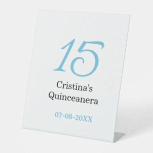 Expositor En L cumpleaños 15 de quinceañera azul negro letra negr
