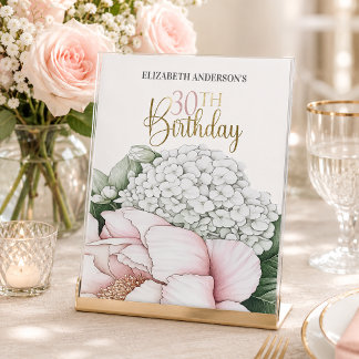 Expositor En L Cumpleaños 30 con Flor de Peonía Rosa Rubor