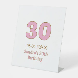 Expositor En L cumpleaños 30 negrita rosa nombre fecha simple mi