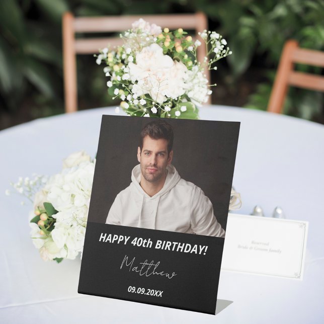 Expositor En L Cumpleaños 40 personalizado foto hombre blanco neg (Subido por el creador)