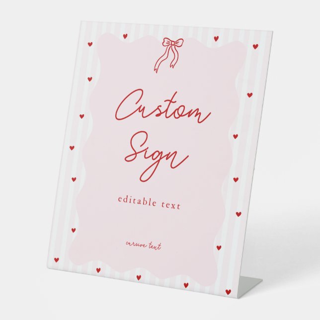 Expositor En L Cumpleaños Corazón Rojo Raya Rosa Querido (Anverso)