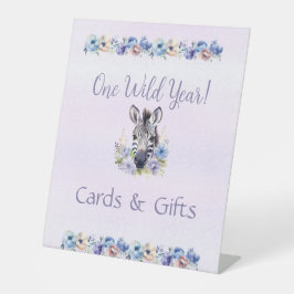 Expositor En L Cumpleaños de cebra floral púrpura