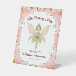 Expositor En L Cumpleaños de hadita floral acuarela