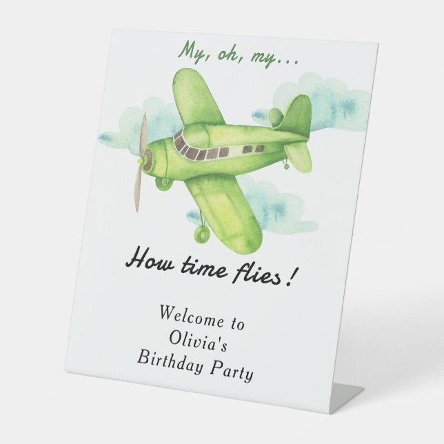 Expositor En L Cumpleaños de los niños del avión acuarela (Anverso)