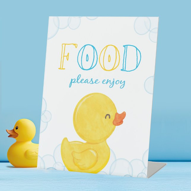 Expositor En L Cumpleaños del duque de caucho o Fiesta de aliment (Food Sign Rubber Duck Baby Shower or Birthday Party Sign)