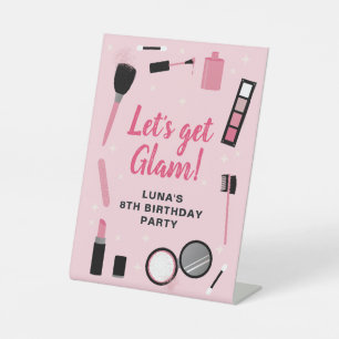 Expositor En L Cumpleaños del glamour de maquillaje rosado