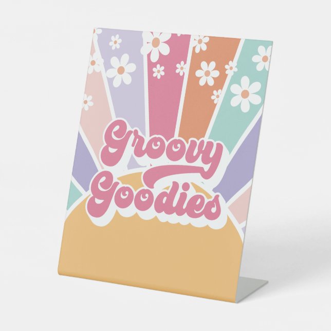 Expositor En L Cumpleaños Retro Sunshine Groovy Goodies Favor (Anverso)