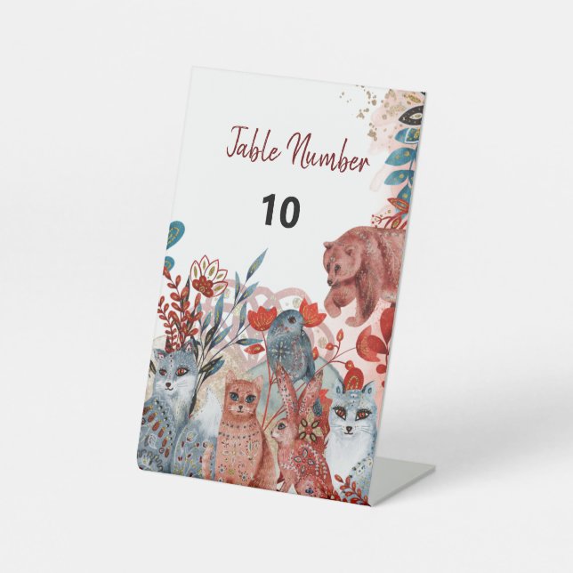 Expositor En L Curte Animales baby ducha invitación rojo y azul (Anverso)