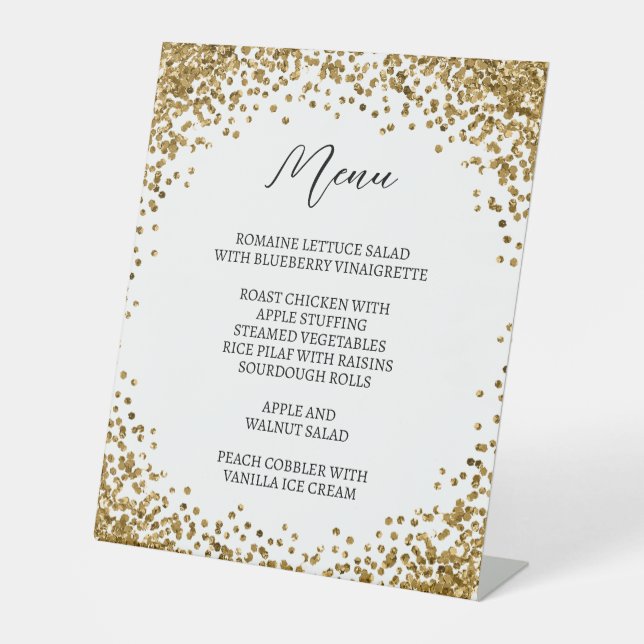 Expositor En L Curved Gold Glitter White Menu (Anverso)