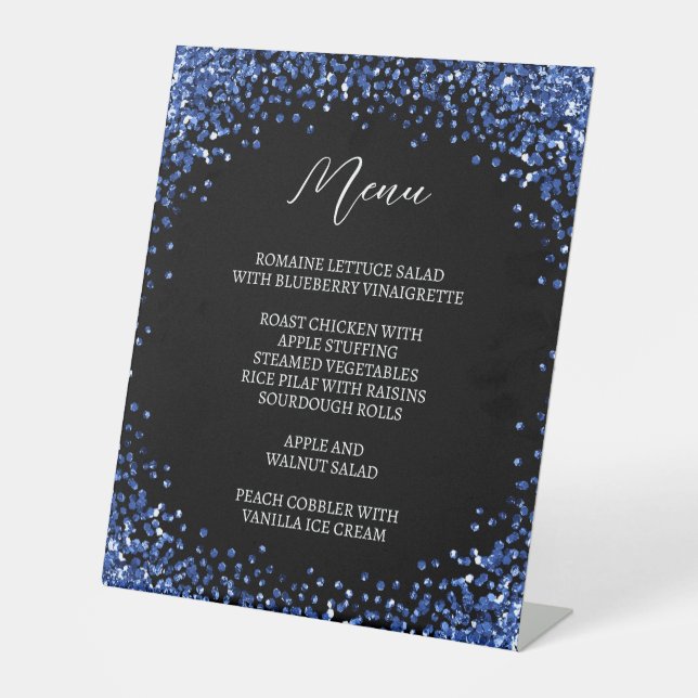 Expositor En L Curved Navy Blue Glitter Black Menu (Anverso)