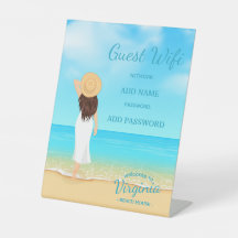 Custom Beach House Guest WiFi Pedestal Sign