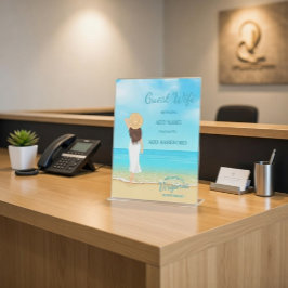 Expositor En L Custom Beach House Guest WiFi Pedestal Sign