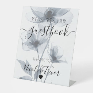 Expositor En L Custom Blue Watercolor Translucent Flowers