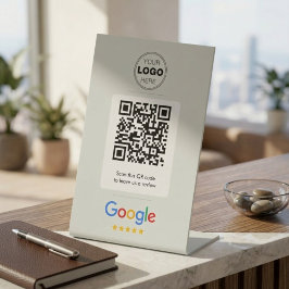 Expositor En L Custom Business Review QR Code Logo Pedestal Sign