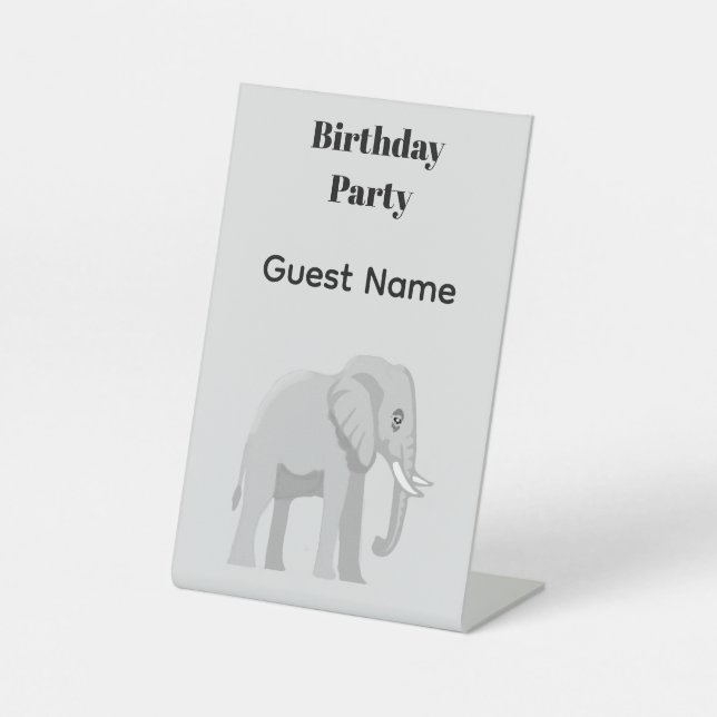 Expositor En L Custom Elephant Birthday Table Name Pedestal Sign (Anverso)