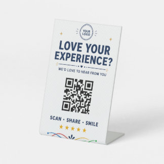Expositor En L Custom QR Code Review Sign for Small Business